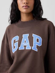 Gap Brown Oversized Logo Mock Neck Tunic Sweatshirt - Image 3 of 4