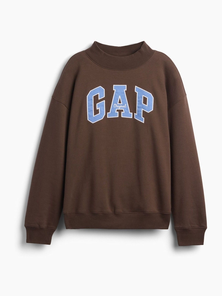 Gap Brown Oversized Logo Mock Neck Tunic Sweatshirt - Image 4 of 4 Gap Brown Oversized Logo Mock Neck Tunic Sweatshirt - Image 4 of 4