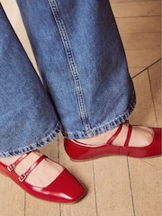 Mint Velvet Red Leather Ballet Pumps - Image 1 of 4