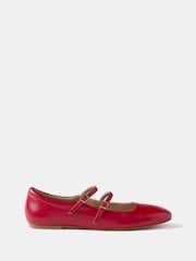 Mint Velvet Red Leather Ballet Pumps - Image 3 of 4