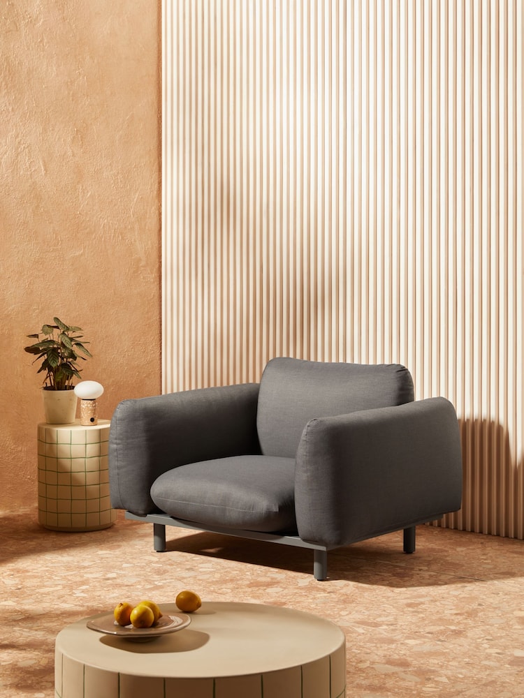 MADE.COM Grey Samaya Outdoor Garden Lounge Chair - Image 1 of 5