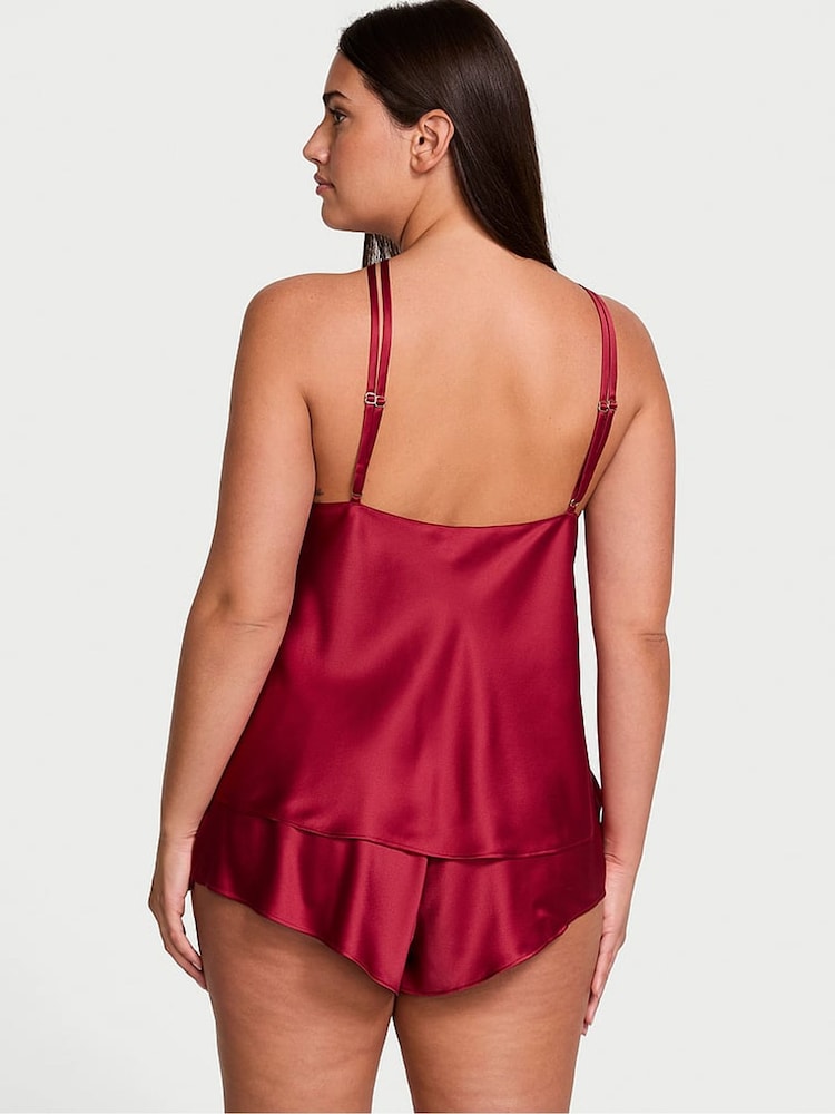 Victoria's Secret Red Lacquer Roses Satin Halter Cami Set - Image 2 of 3