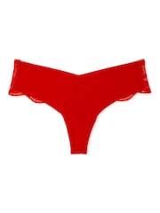 Victoria's Secret Lipstick Red Thong Heart Mesh Back Knickers - Image 3 of 3