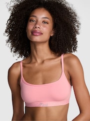 Victoria's Secret PINK Petal Pink Diamante Cotton Logo Skinny Scoop Bralette - Image 1 of 3