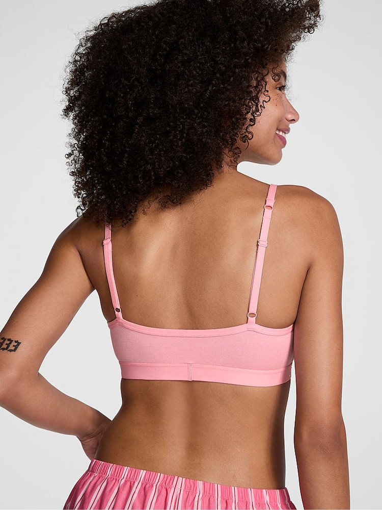 Victoria's Secret PINK Petal Pink Diamante Cotton Logo Skinny Scoop Bralette - Image 2 of 3