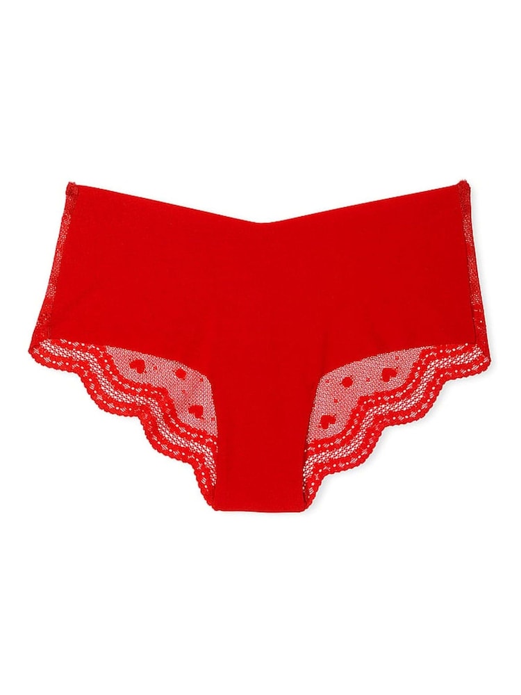 Victoria's Secret Lipstick Red Cheeky Heart Mesh Back Knickers - Image 3 of 3