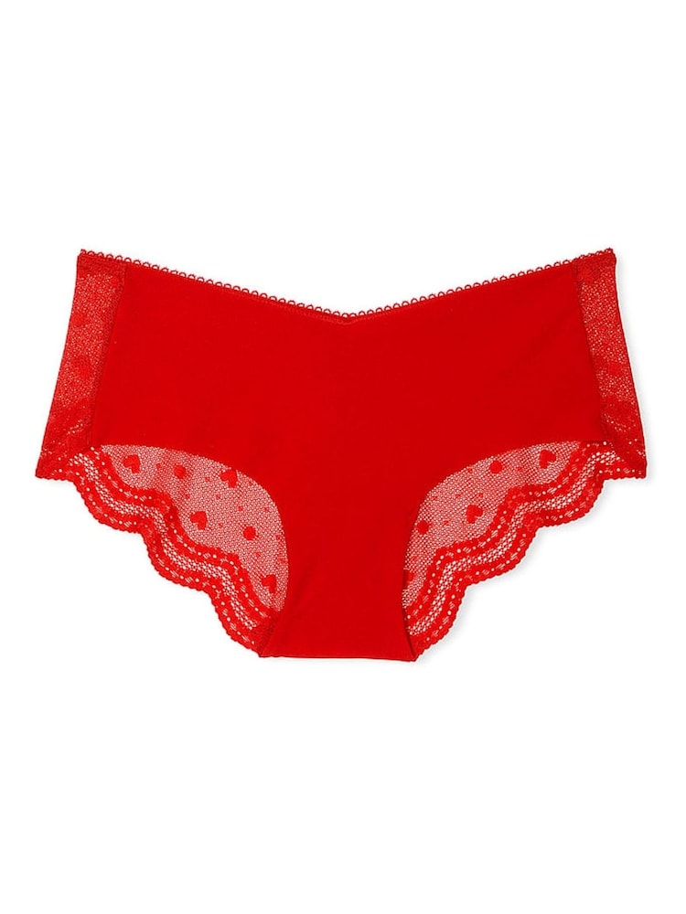 Victoria's Secret Lipstick Red Hipster Heart Mesh Back Knickers - Image 3 of 3