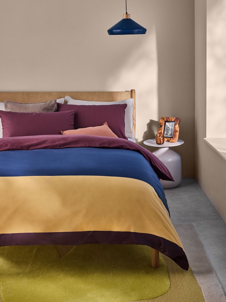 MADE.COM Navy Marin 100% Cotton Duvet Cover and Pillowcase Set - Image 1 of 3