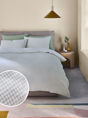 MADE.COM Aqua Gabin Waffle 100% Cotton Duvet Cover and Pillowcase Set - Image 1 of 3