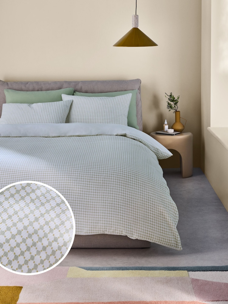 MADE.COM Aqua Gabin Waffle 100% Cotton Duvet Cover and Pillowcase Set - Image 1 of 3 MADE.COM Aqua Gabin Waffle 100% Cotton Duvet Cover and Pillowcase Set - Image 1 of 3