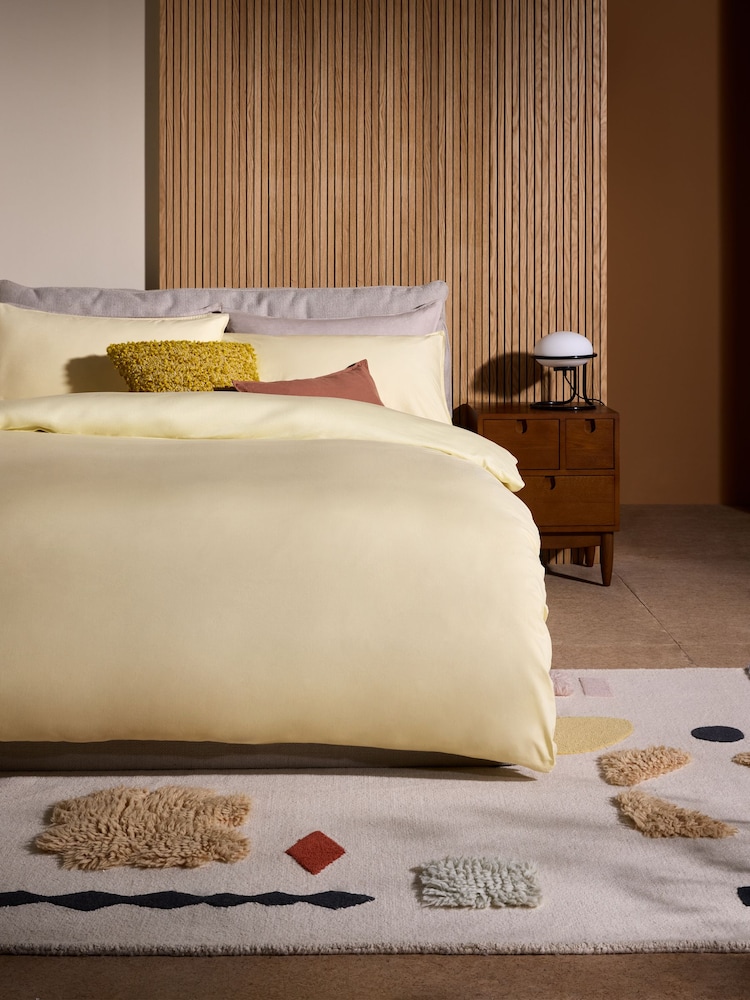 MADE.COM Buttermilk Yellow Cosy Washed Cotton Duvet Cover and Pillowcase Set - Image 1 of 3