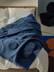 MADE.COM Navy Emil Tufted Throw - Image 1 of 4