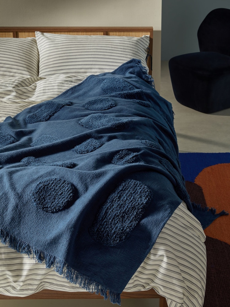 MADE.COM Navy Emil Tufted Throw - Image 1 of 4