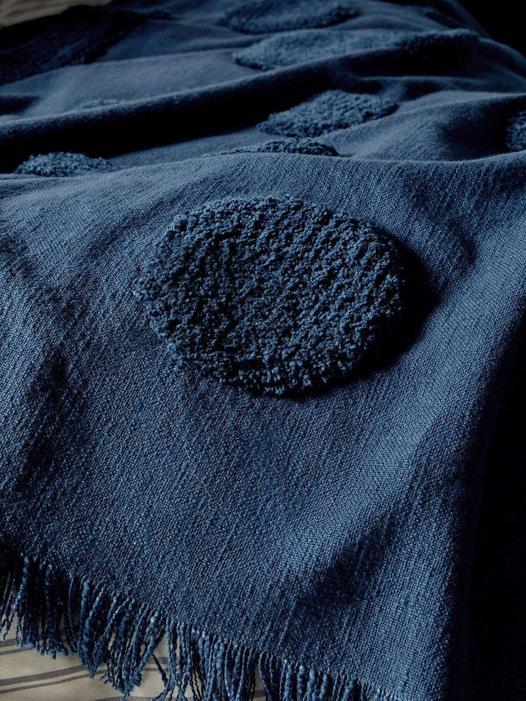 MADE.COM Navy Emil Abstract Tufted Throw - Image 2 of 4 MADE.COM Navy Emil Abstract Tufted Throw - Image 2 of 4
