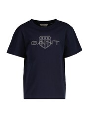 GANT Blue Relaxed 100% Cotton Contrast Shield T-Shirt - Image 1 of 2