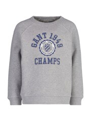 GANT Grey 1949 Raglan Crew Neck 100% Cotton Sweatshirt - Image 1 of 1