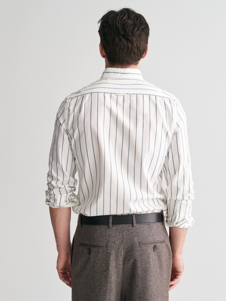 GANT White Slim Oxford Stretch Stripe Shirt - Image 2 of 6