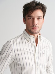 GANT White Slim Oxford Stretch Stripe Shirt - Image 6 of 6