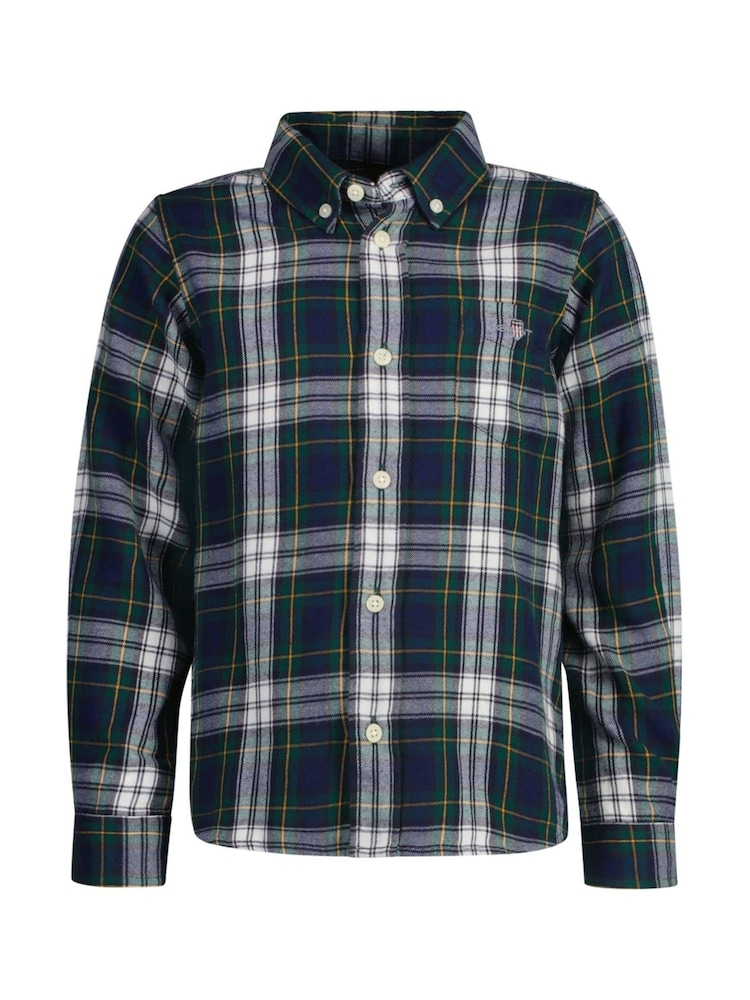 GANT Blue Brushed Flannel 100% Cotton Checked Shirt - Image 1 of 2