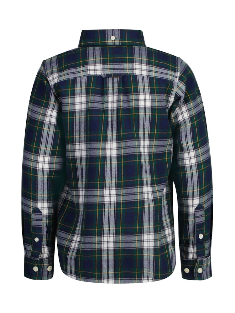 GANT Blue Brushed Flannel 100% Cotton Checked Shirt - Image 2 of 2