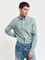 GANT Green Slim Oxford Stretch Stripe Shirt - Image 1 of 6