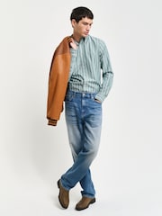 GANT Green Slim Oxford Stretch Stripe Shirt - Image 3 of 6