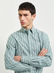 GANT Green Slim Oxford Stretch Stripe Shirt - Image 6 of 6