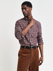 GANT Red 100% Cotton Regular Light Twill Check Shirt - Image 1 of 8