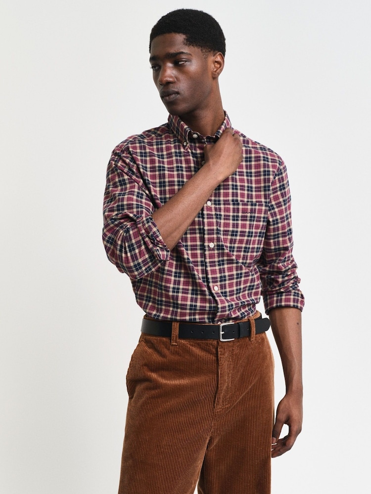 GANT Red 100% Cotton Regular Light Twill Check Shirt - Image 1 of 8