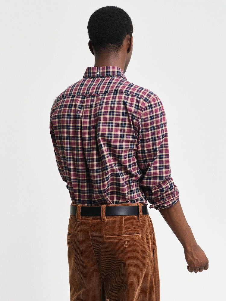 GANT Red 100% Cotton Regular Light Twill Check Shirt - Image 2 of 8