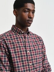 GANT Red 100% Cotton Regular Light Twill Check Shirt - Image 6 of 8