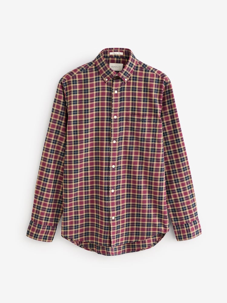 GANT Red 100% Cotton Regular Light Twill Check Shirt - Image 8 of 8