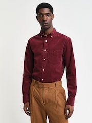 GANT Red Regular 100% Cotton Untucked Corduroy Shirt - Image 1 of 9