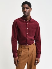 GANT Red Regular 100% Cotton Untucked Corduroy Shirt - Image 4 of 9