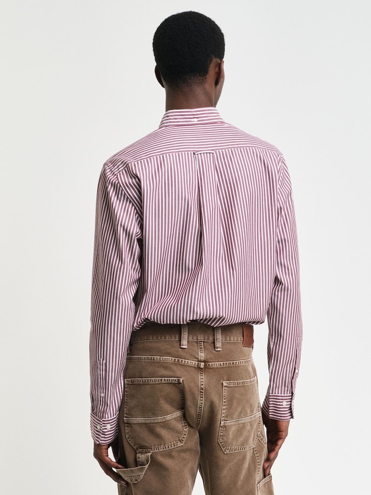 GANT Red 100% Cotton Regular Classic Poplin Stripe Shirt - Image 2 of 5