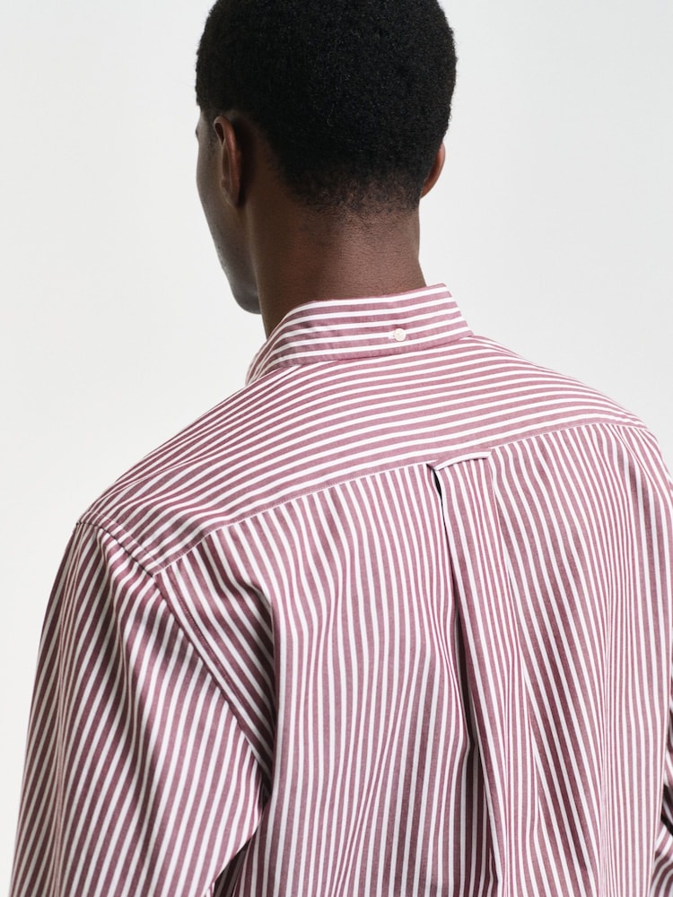 GANT Red 100% Cotton Regular Classic Poplin Stripe Shirt - Image 5 of 5