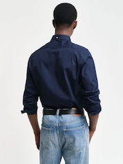 GANT Blue Slim Pinpoint Oxford 100% Cotton Shirt - Image 2 of 6