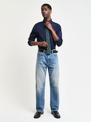 GANT Blue Slim Pinpoint Oxford 100% Cotton Shirt - Image 6 of 6