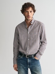GANT Brown Regular Light Twill Gingham 100% Cotton Shirt - Image 1 of 7