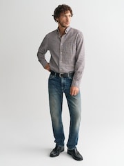 GANT Brown Regular Light Twill Gingham 100% Cotton Shirt - Image 3 of 7