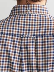GANT Brown Regular Light Twill Gingham 100% Cotton Shirt - Image 5 of 7