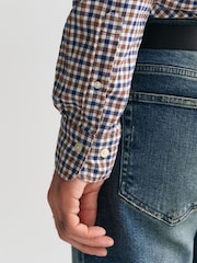 GANT Brown Regular Light Twill Gingham 100% Cotton Shirt - Image 6 of 7
