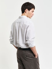GANT Cream Regular Print Micro 100% Cotton Shirt - Image 2 of 6