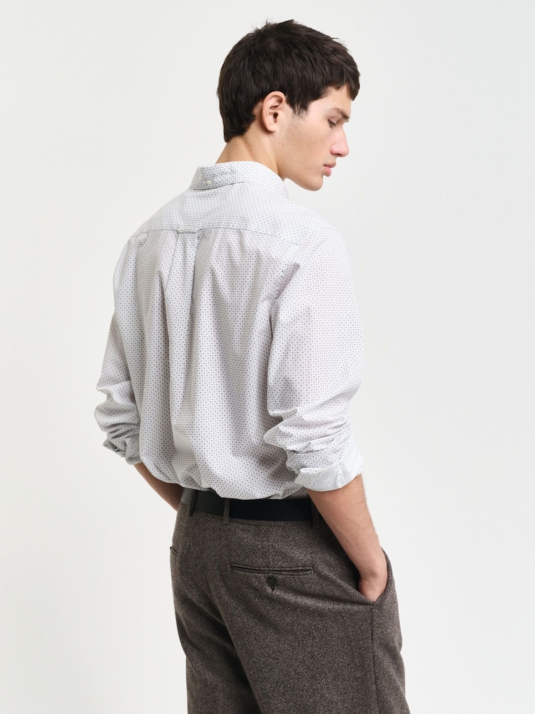 GANT Cream Regular Print Micro 100% Cotton Shirt - Image 2 of 6