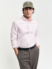 GANT Pink Slim Pinpoint Oxford 100% Cotton Shirt - Image 1 of 5