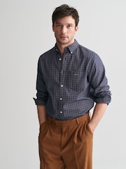 GANT Blue Regular Jaspe Tattersall 100% Cotton Shirt - Image 1 of 6