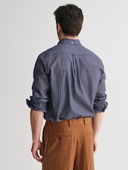 GANT Blue Regular Jaspe Tattersall 100% Cotton Shirt - Image 2 of 6