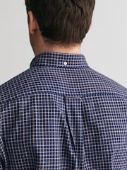 GANT Blue Regular Jaspe Tattersall 100% Cotton Shirt - Image 4 of 6