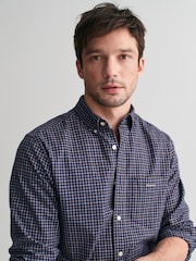 GANT Blue Regular Jaspe Tattersall 100% Cotton Shirt - Image 5 of 6