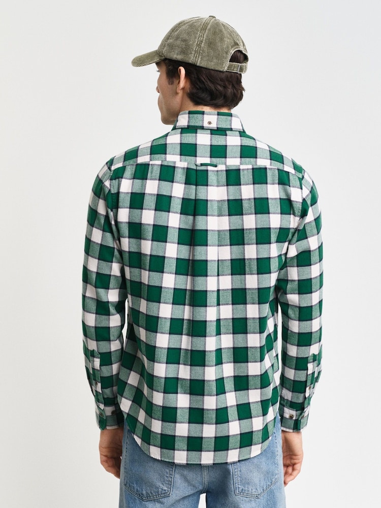 GANT Green 100% Cotton Regular Herringbone Check Shirt - Image 2 of 7